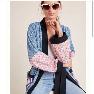 Anthropologie Cleobella Rael patchwork print reversible kimono jacket Large NWT